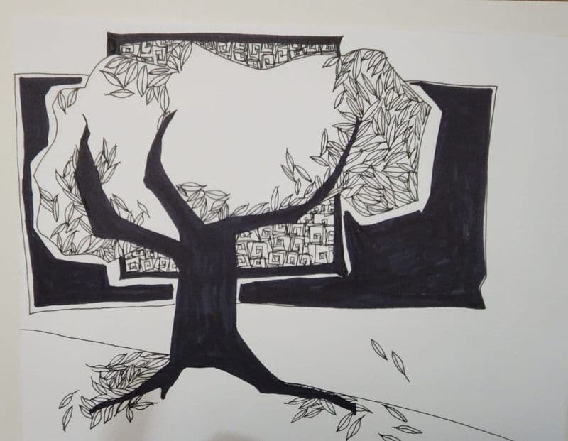 #4 B and W Olive Tree
