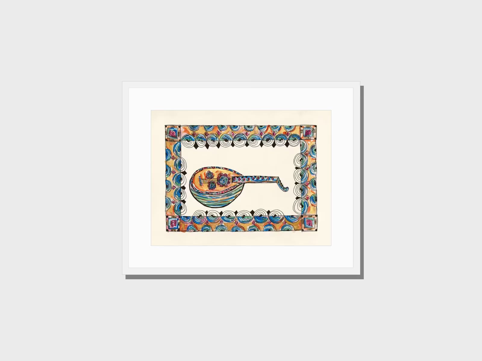 Fuad’s Oud with Border — framed print on a wall