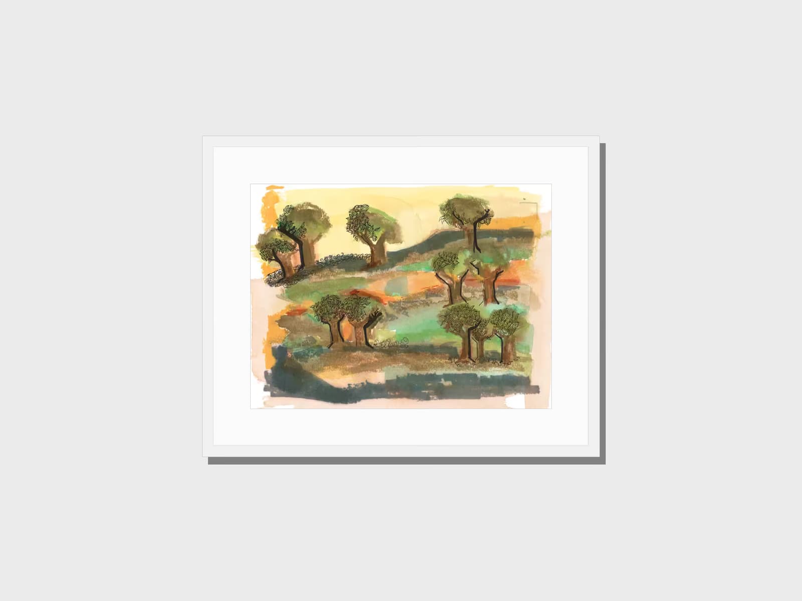 Olive Tree Landscape (2011) — framed print on a wall
