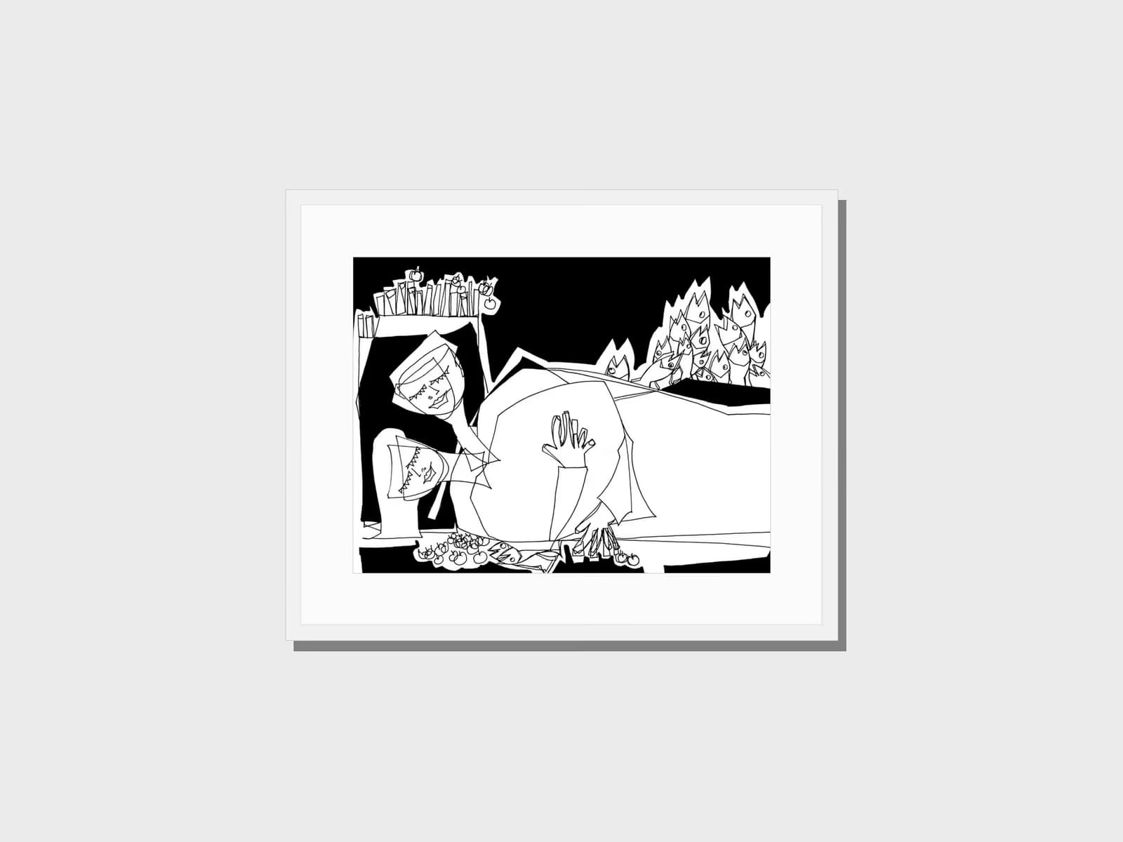 Reclining Love Couple (2004) — framed print on a wall